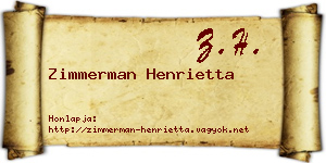 Zimmerman Henrietta névjegykártya